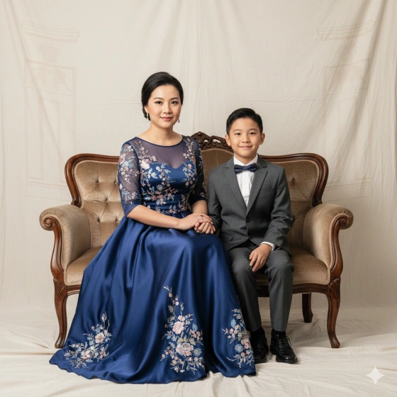 9. Traditional Family Portrait of Mother and Son