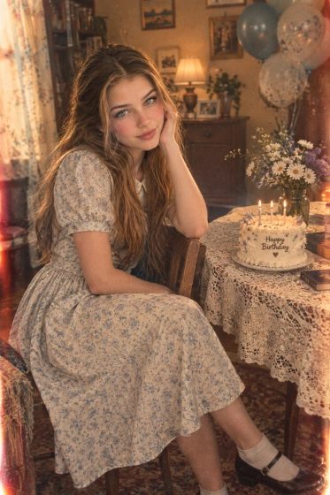 Vintage film birthday portrait with nostalgic styling