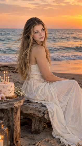 Golden hour beach birthday photoshoot