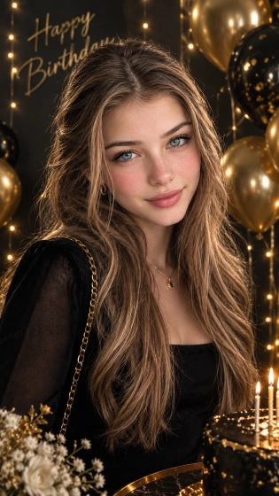 Black and gold luxury birthday portrait