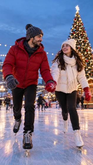 Ice Skating Date at a Winter Rink