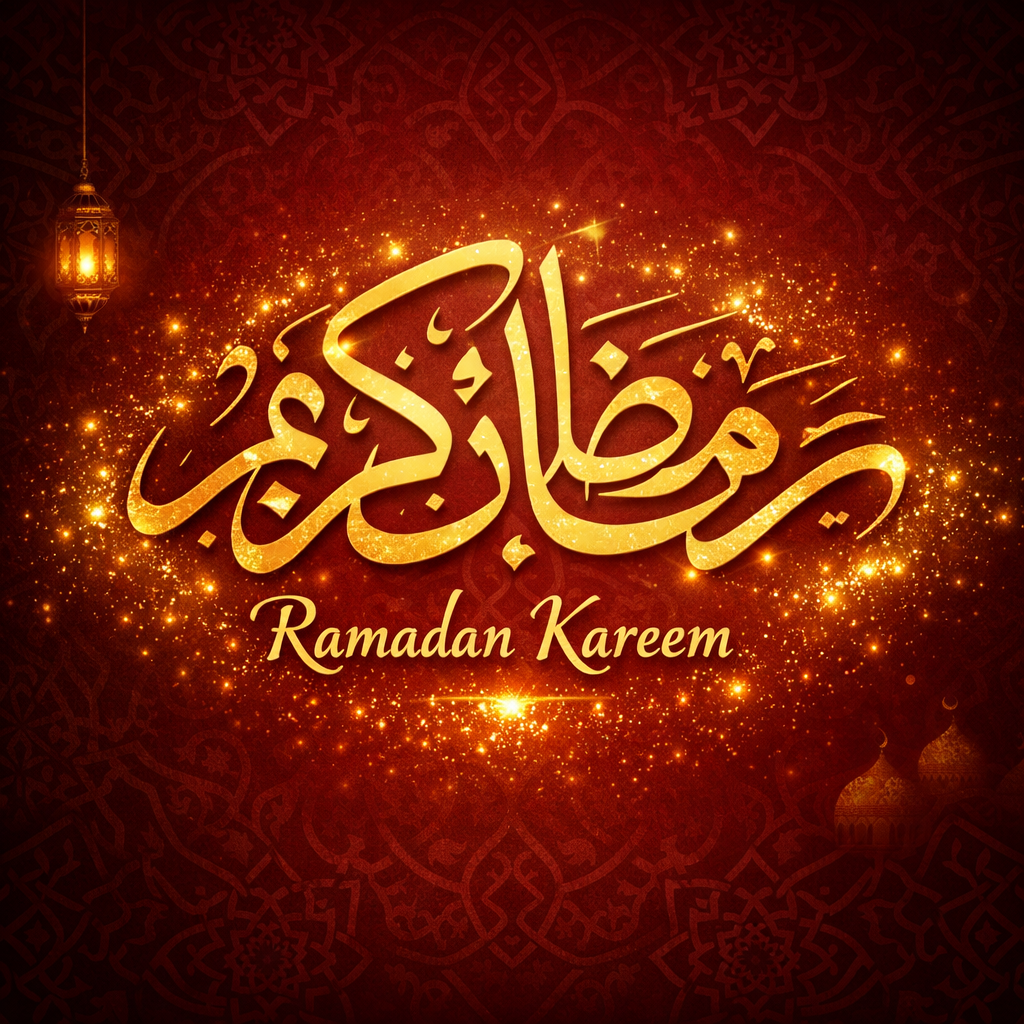 Ramadan Kareem Image with Golden Islamic Calligraphy