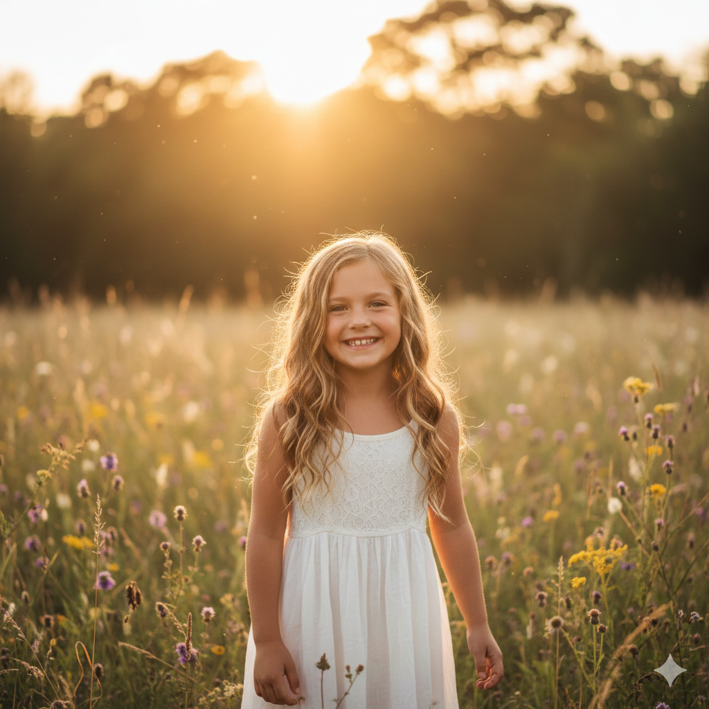 Outdoor Birthday Girl Portrait with Daylight Glow