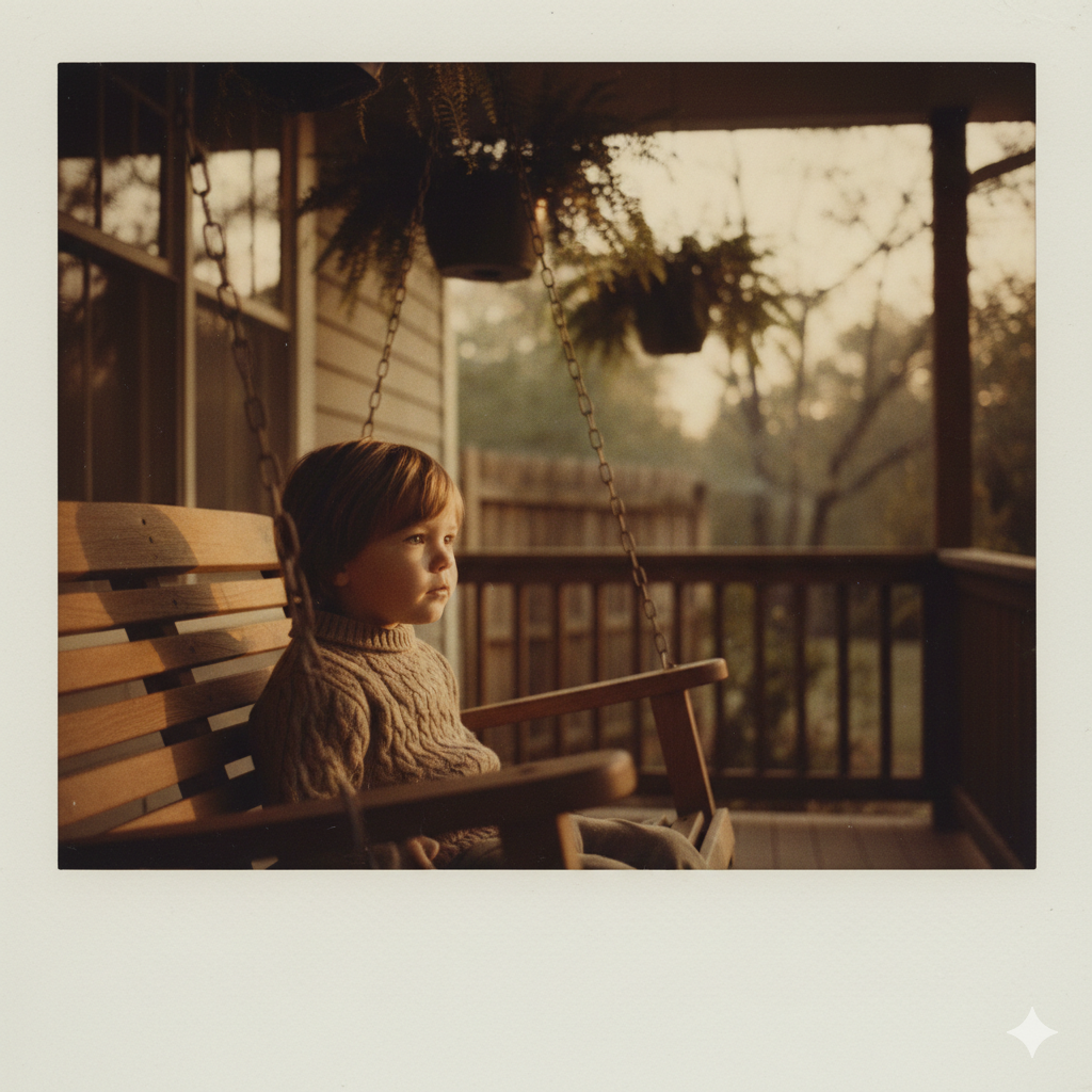 Younger Self Polaroid Photo with Warm Vintage Tones