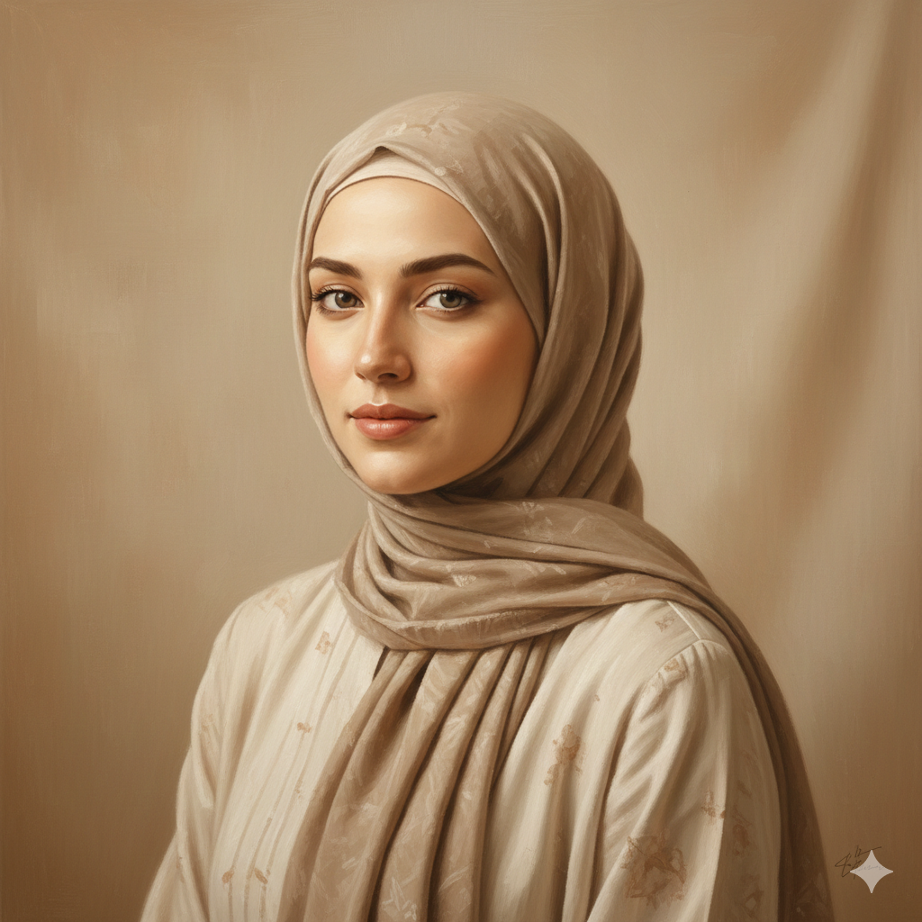 4. Peaceful Muslim Woman Portrait with Warm Neutral Tones