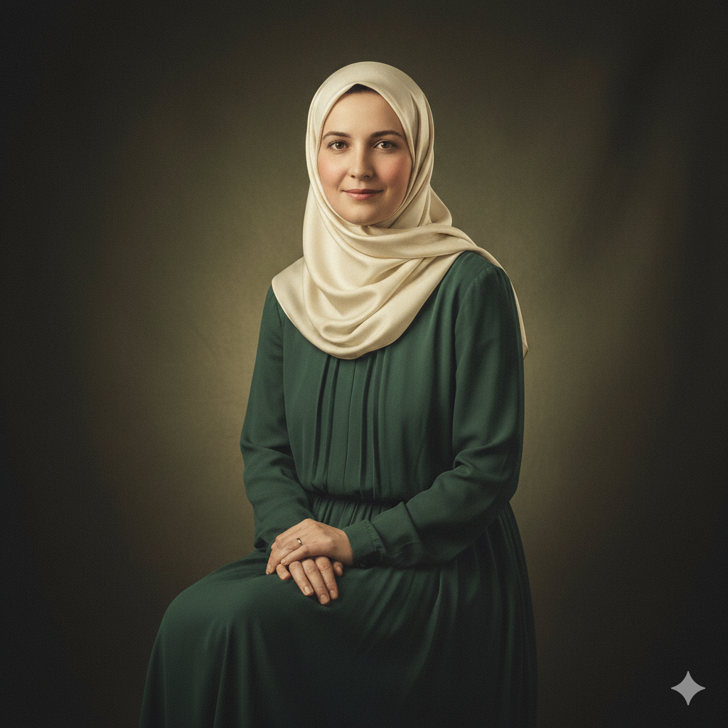 24. Timeless Modest Muslim Woman Portrait with Classic Look