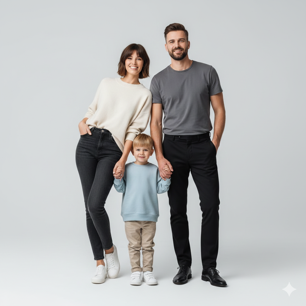 2. Modern Family Photo Prompt with Clean Background