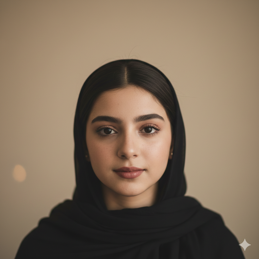 Pakistani Girl Portrait with Minimal Makeup and Calm Expression