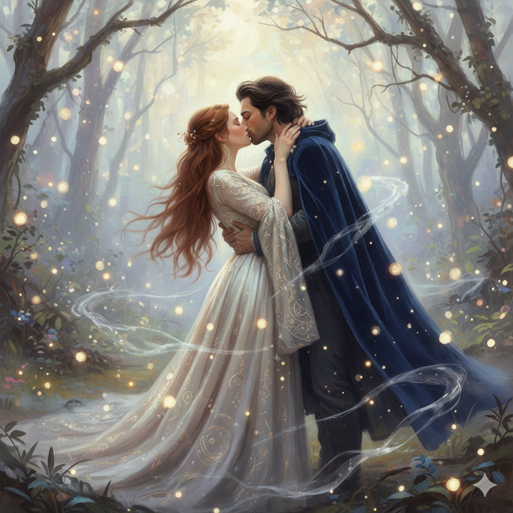 Dreamy Romantic Kiss Scene Between Two Adults