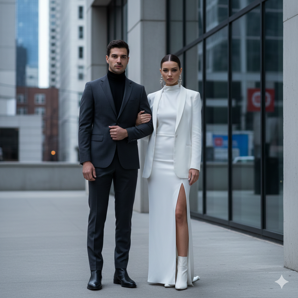 17. Modern Wedding Couple Photo with Stylish Look