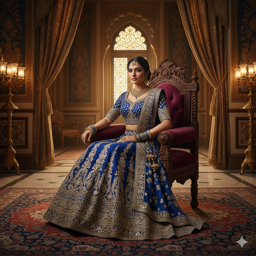 24. Royal‑Style Lehenga Portrait with Elegant Vibes