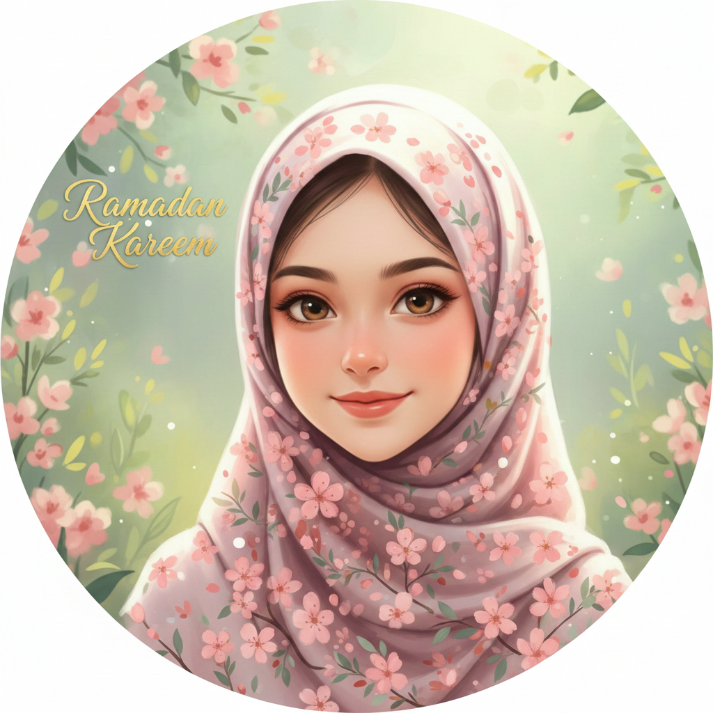 Cute Ramadan DP Girl with Floral Hijab Style