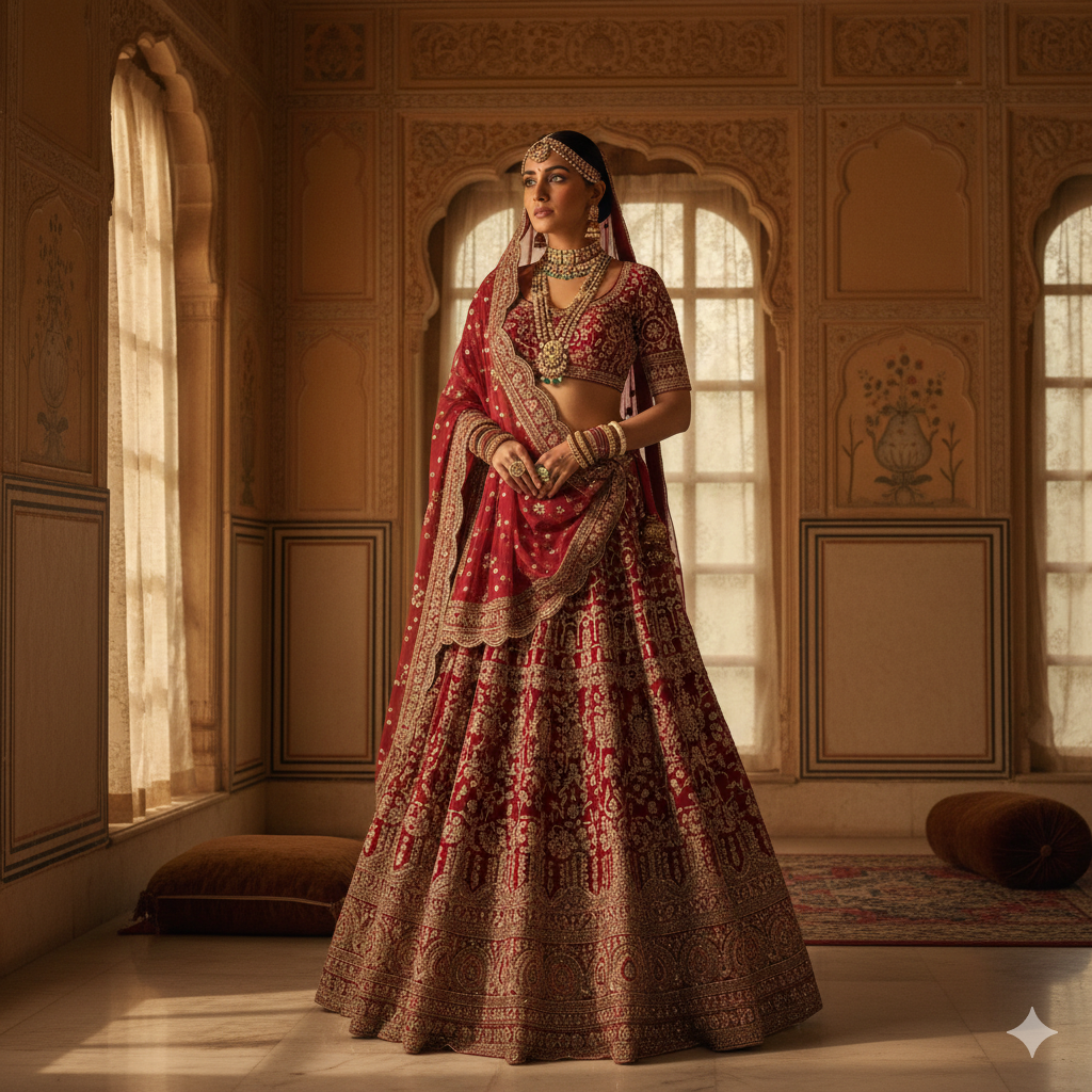 2. Elegant Girl Wearing Bridal‑Style Lehenga with Graceful Pose