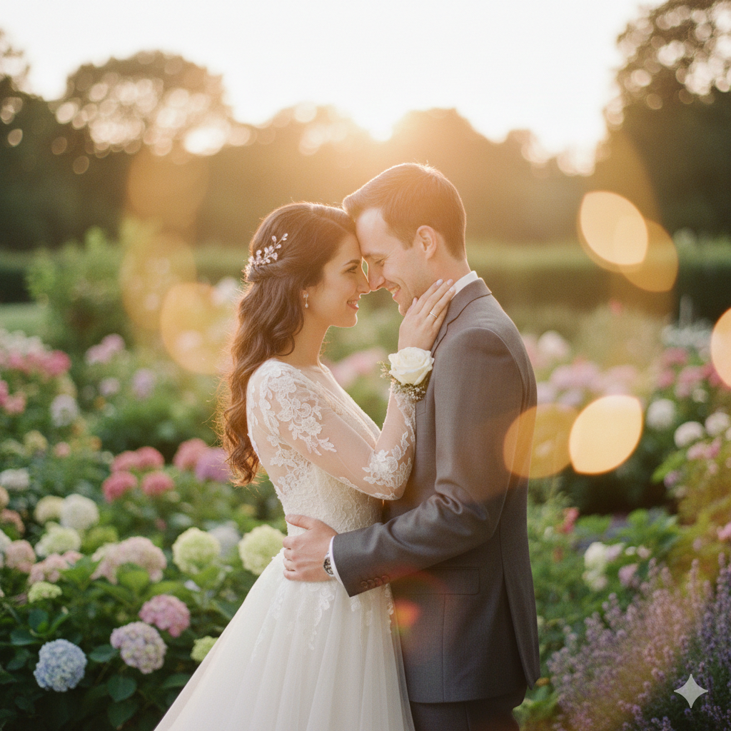 3. Romantic Wedding Couple Pose with Natural Expressions