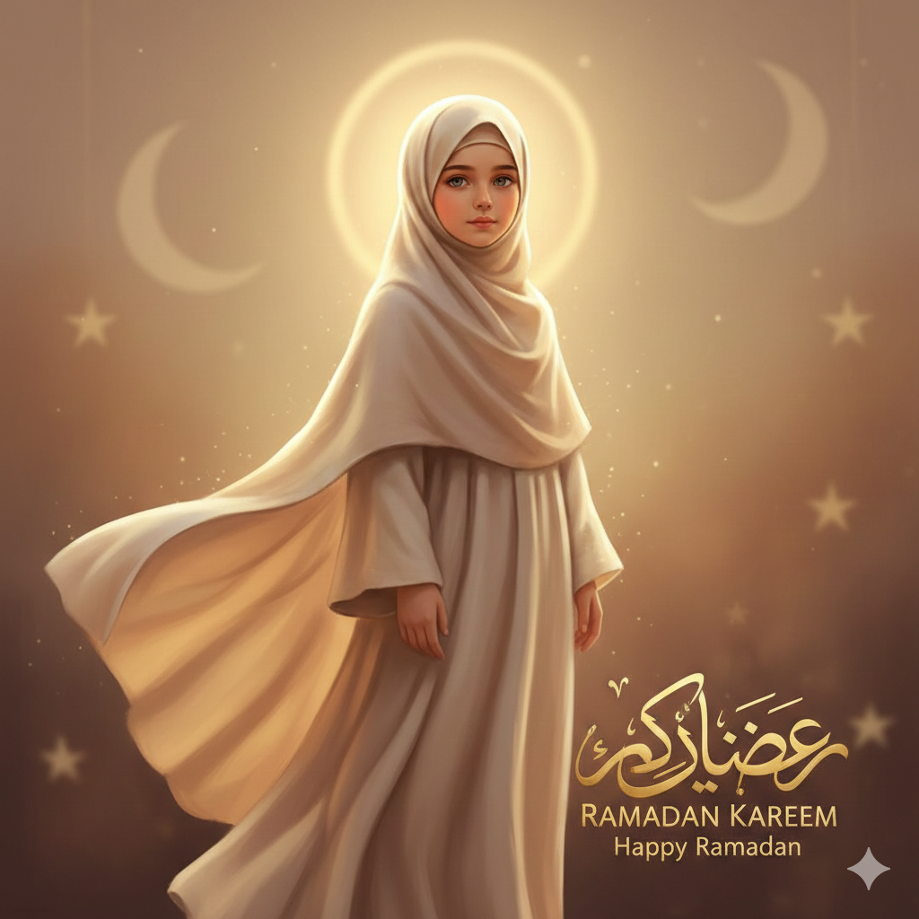 Ramadan DP Girl with Modest Outfit and Warm Glow