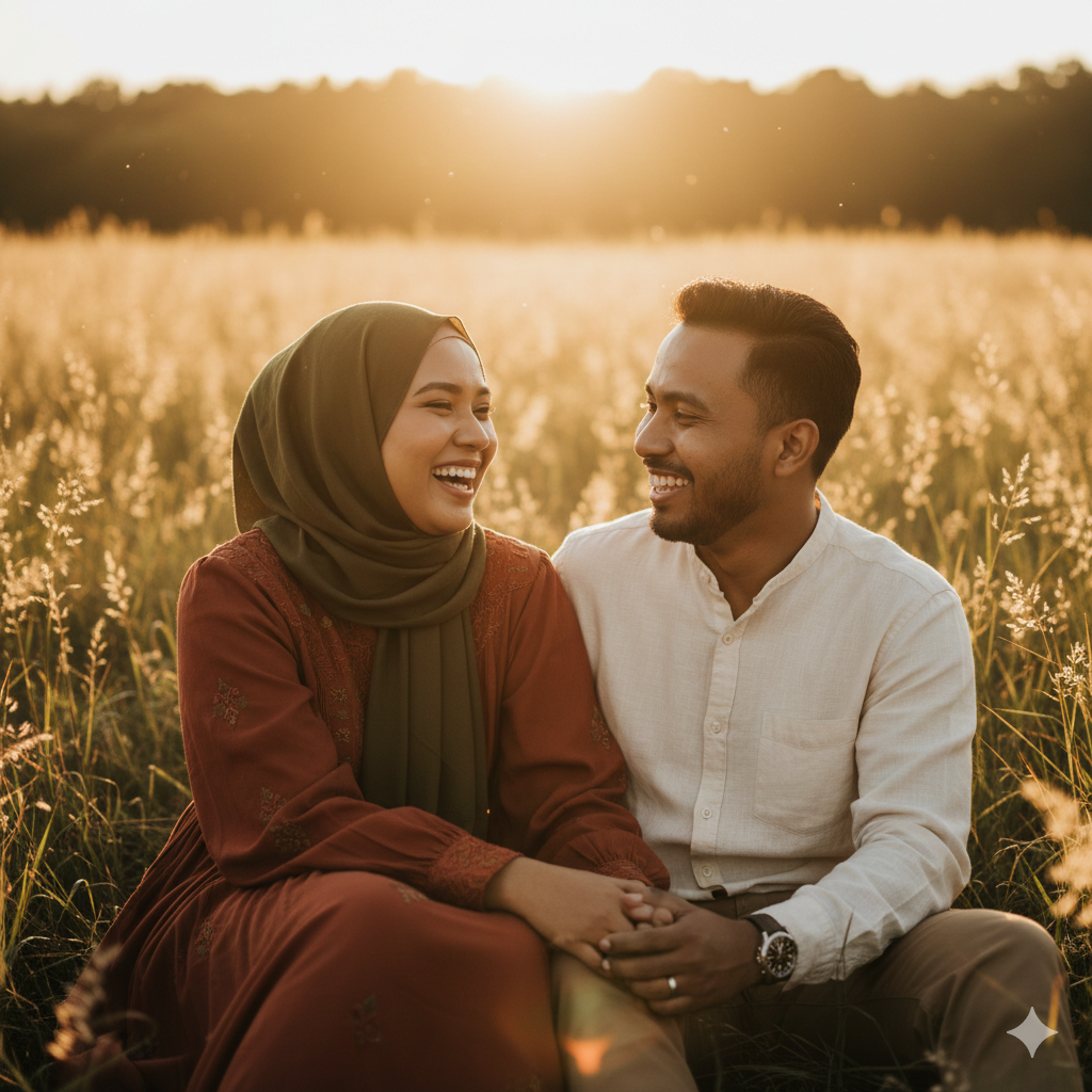 Muslim Couple Portrait with Warm Skin Tones