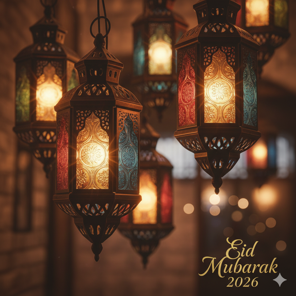 Eid Mubarak 2026 Image with Traditional Lantern Decor