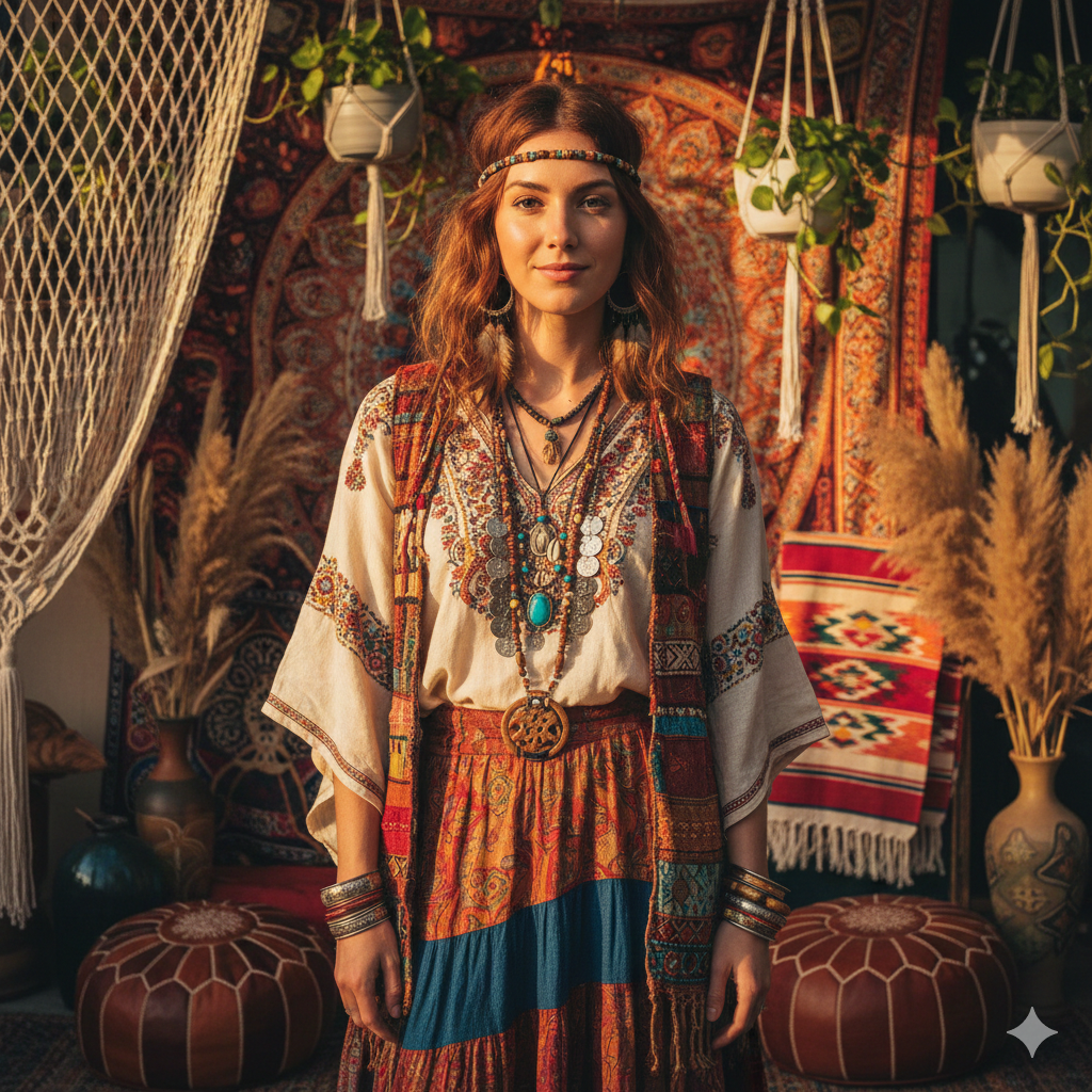 Boho Chic Aesthetic Girl Prompt