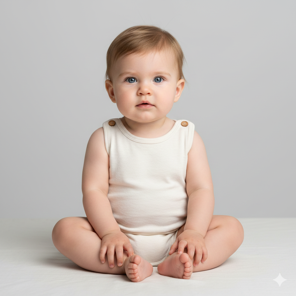 Baby Girl Photo with Neutral Background and Sharp Focus