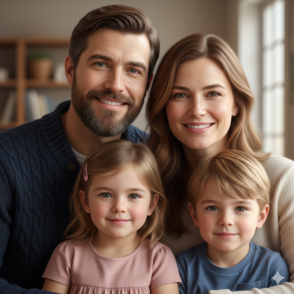 19. High-Detail Realistic Family Portrait Prompt