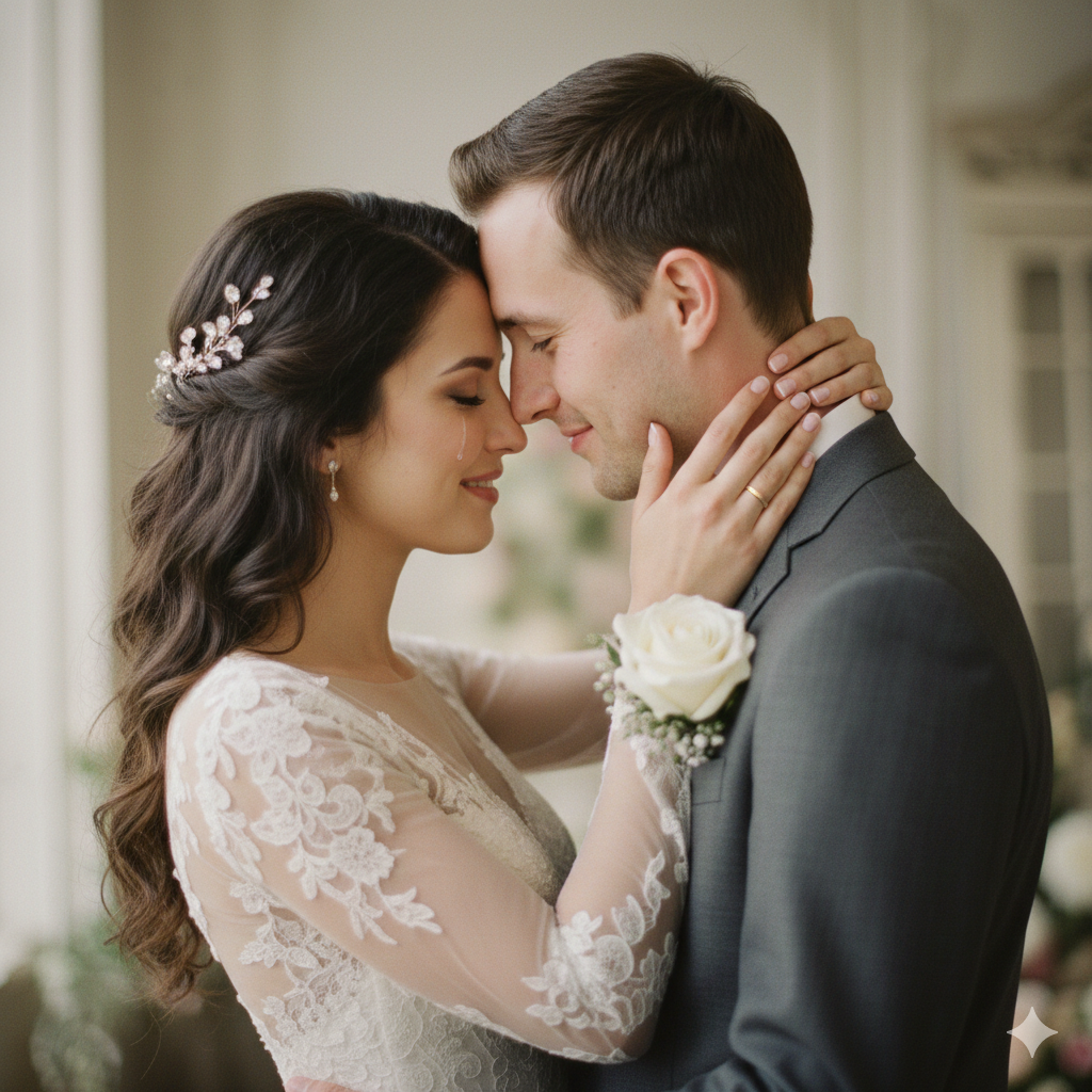 11. Close‑Up Wedding Couple Photo with Emotional Feel