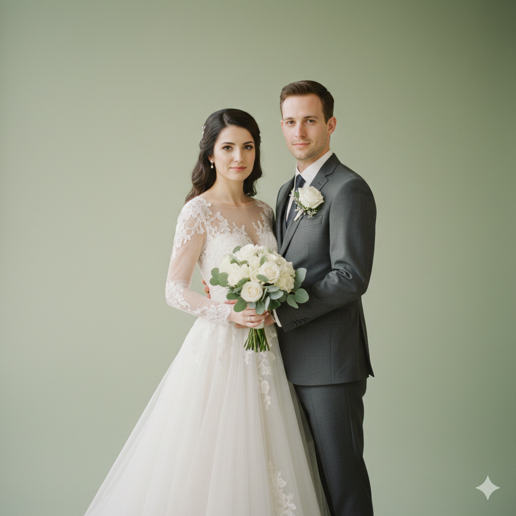 2. Elegant Bride and Groom Photo with Clean Background