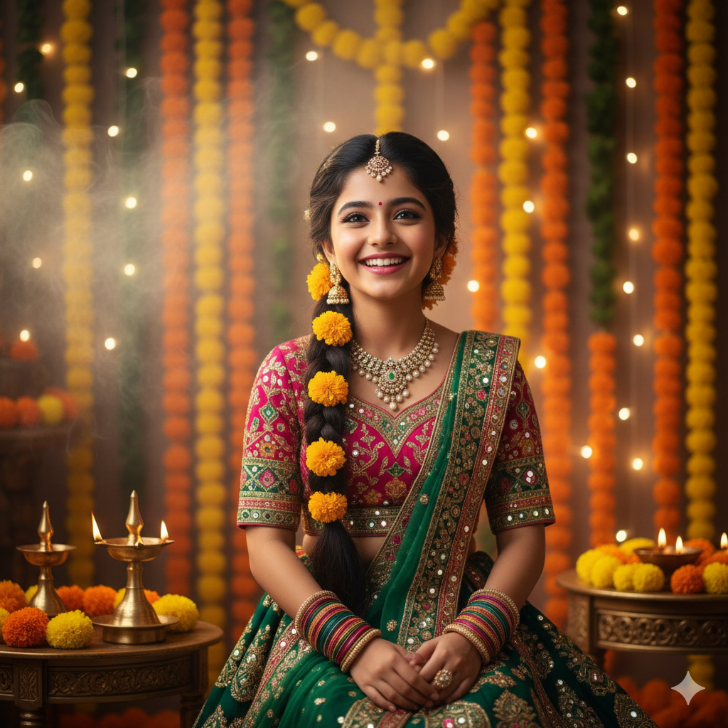 Traditional Indian Girl Photo with Festive Vibes