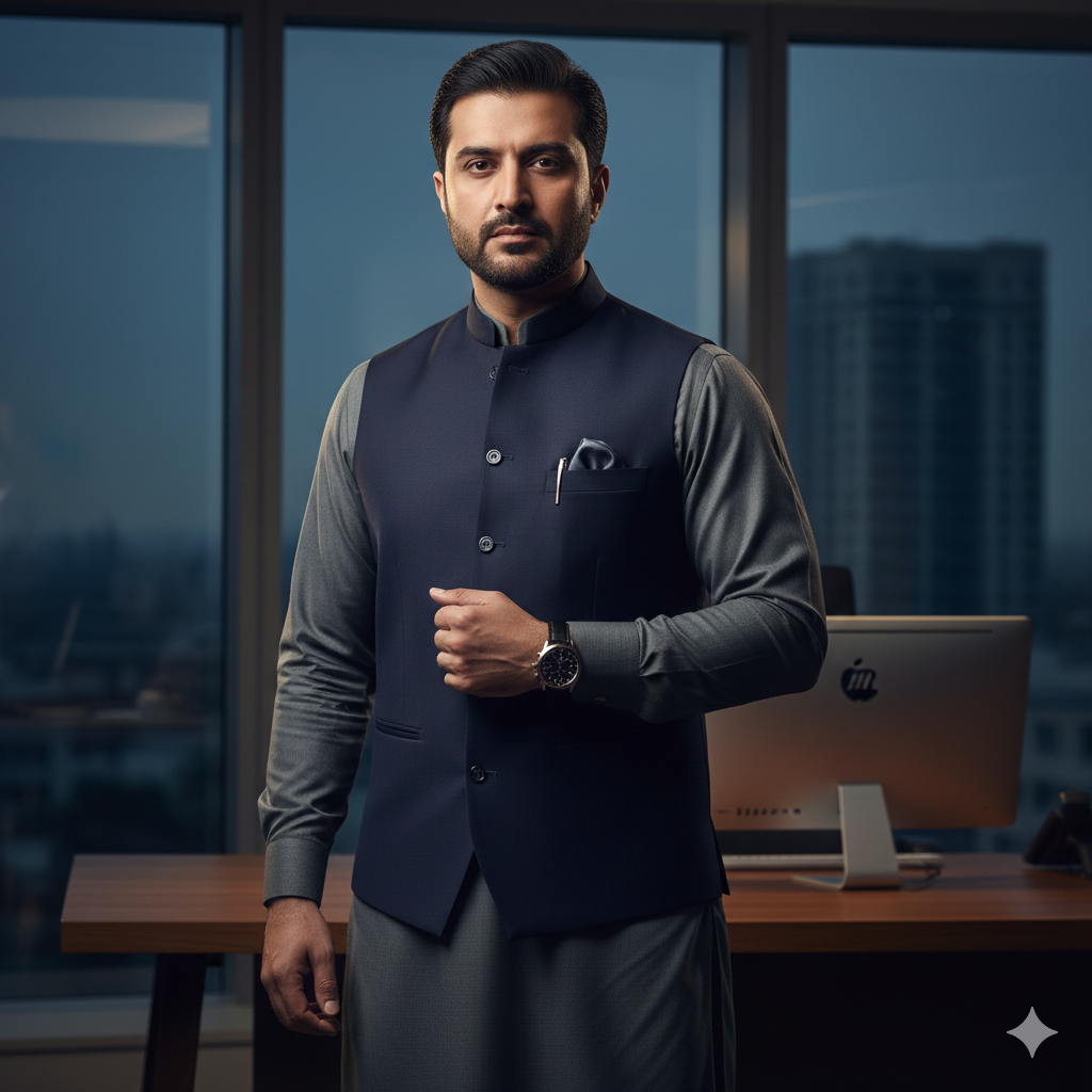 8. Formal Pakistani Look with Confident Pose