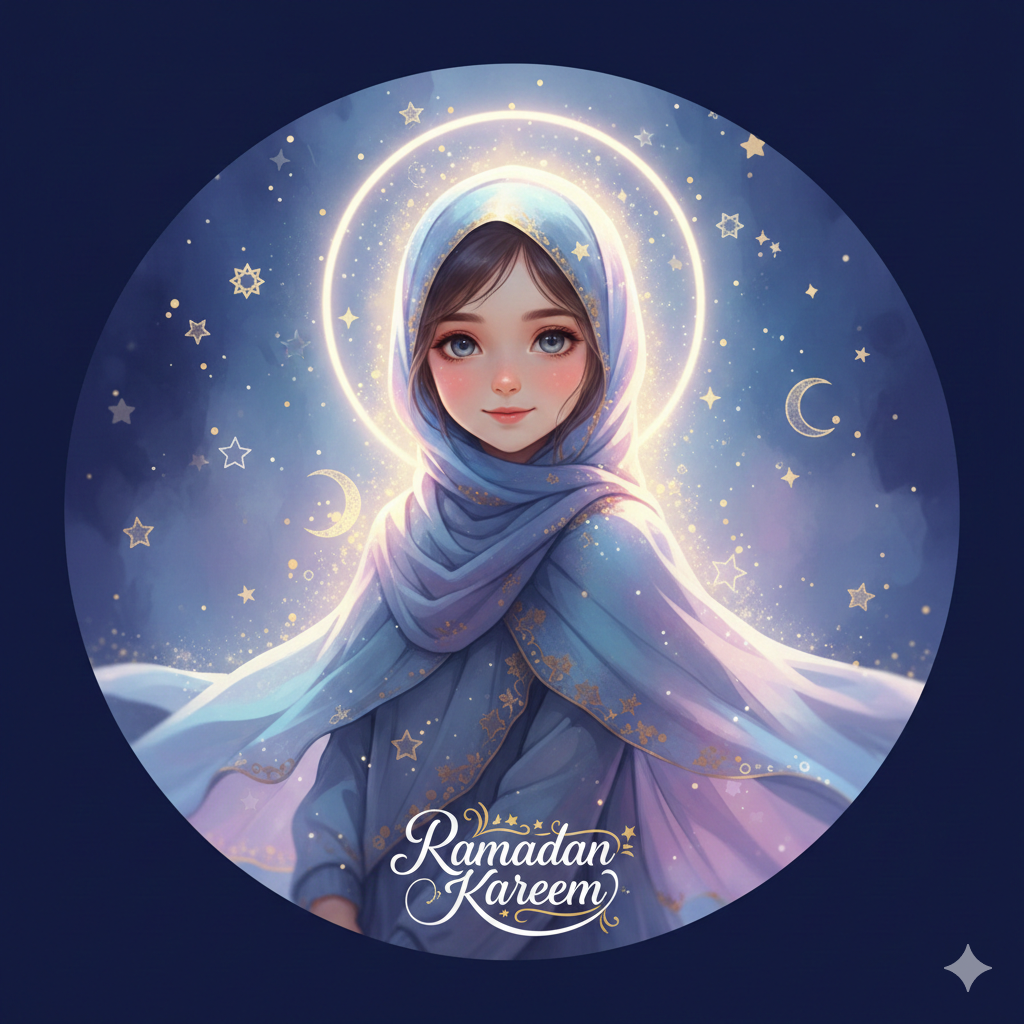 Soft Glow Cute Ramadan DP Girl with Stars