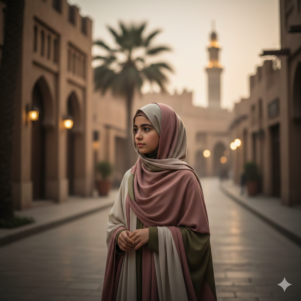 Spiritual Madina Girl Photo with Calm Background and Soft Colors
