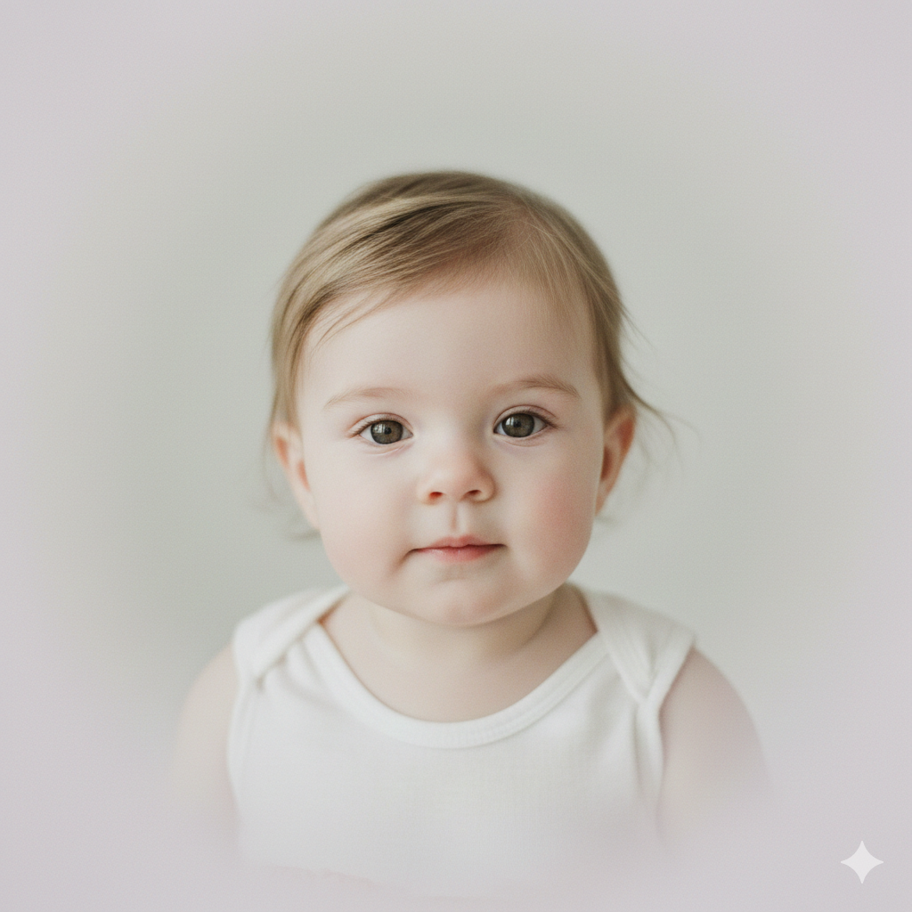 Minimalist Baby Girl Portrait with Soft Focus