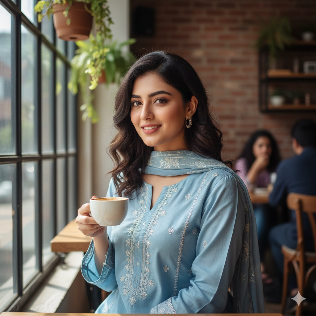 4. Modern Pakistani Style Portrait for Social Media