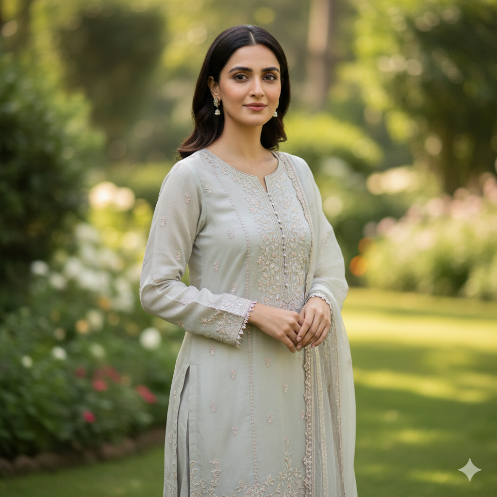 11. Elegant Shalwar Kameez Photo with Natural Skin Tones