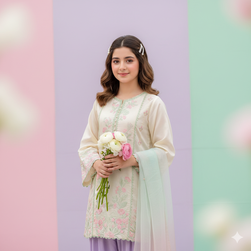 Pakistani Girl Photo with Pastel Background Aesthetic