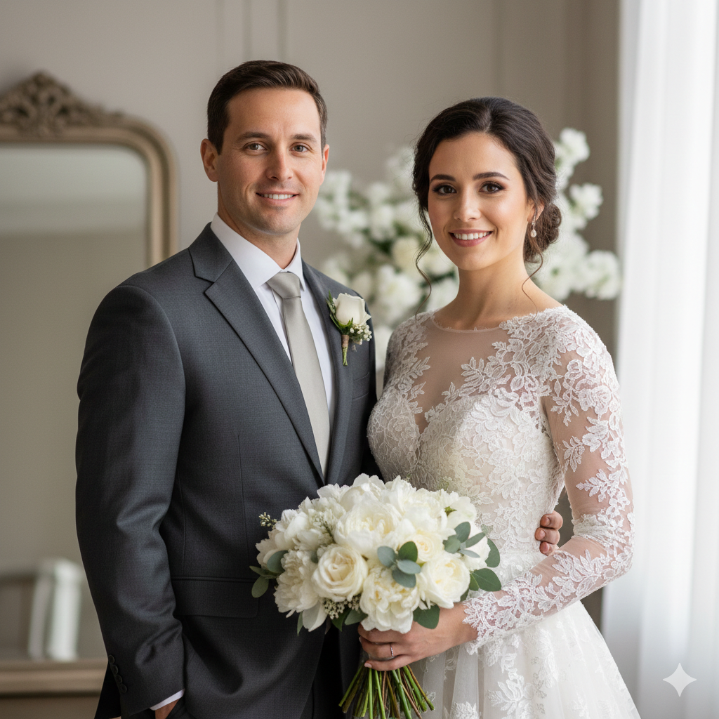 7. Photorealistic Wedding Couple Portrait Using Gemini AI