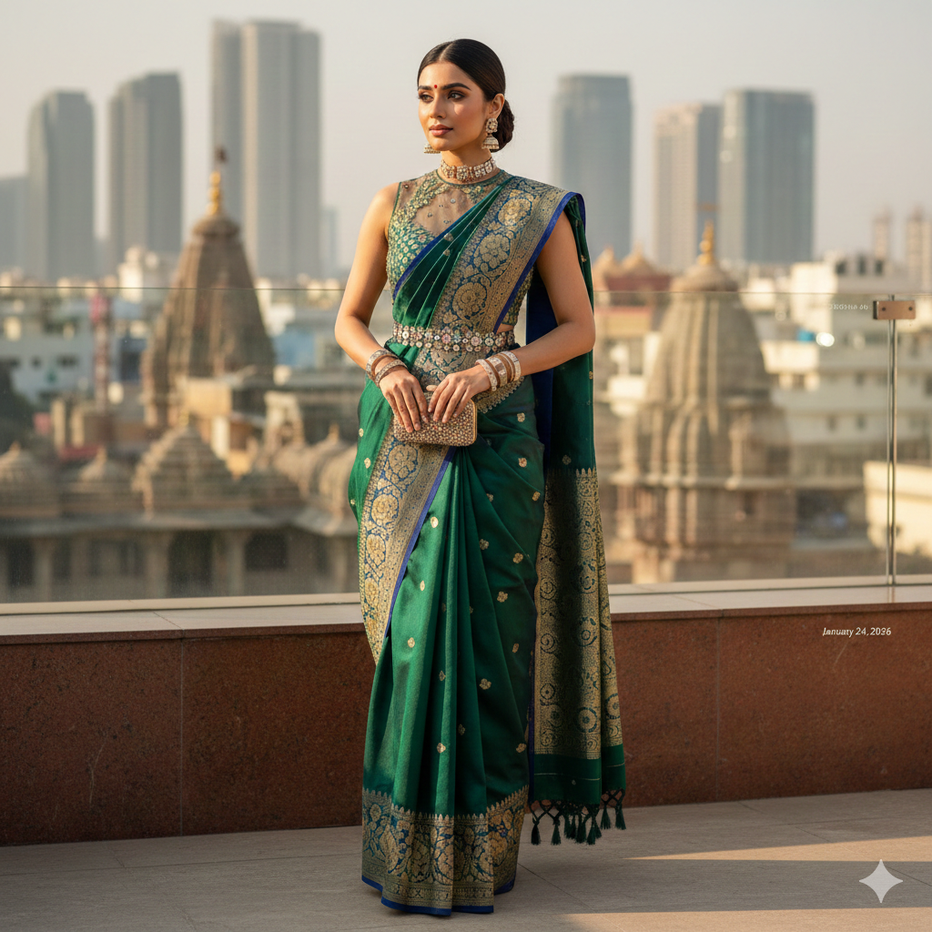 Modern Saree Look with Traditional Touch