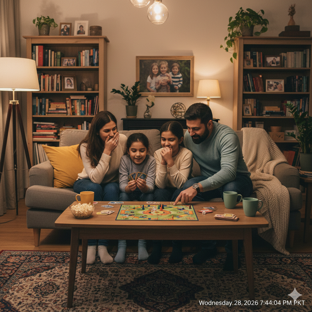 3. Realistic Family Portrait in Living Room Setting