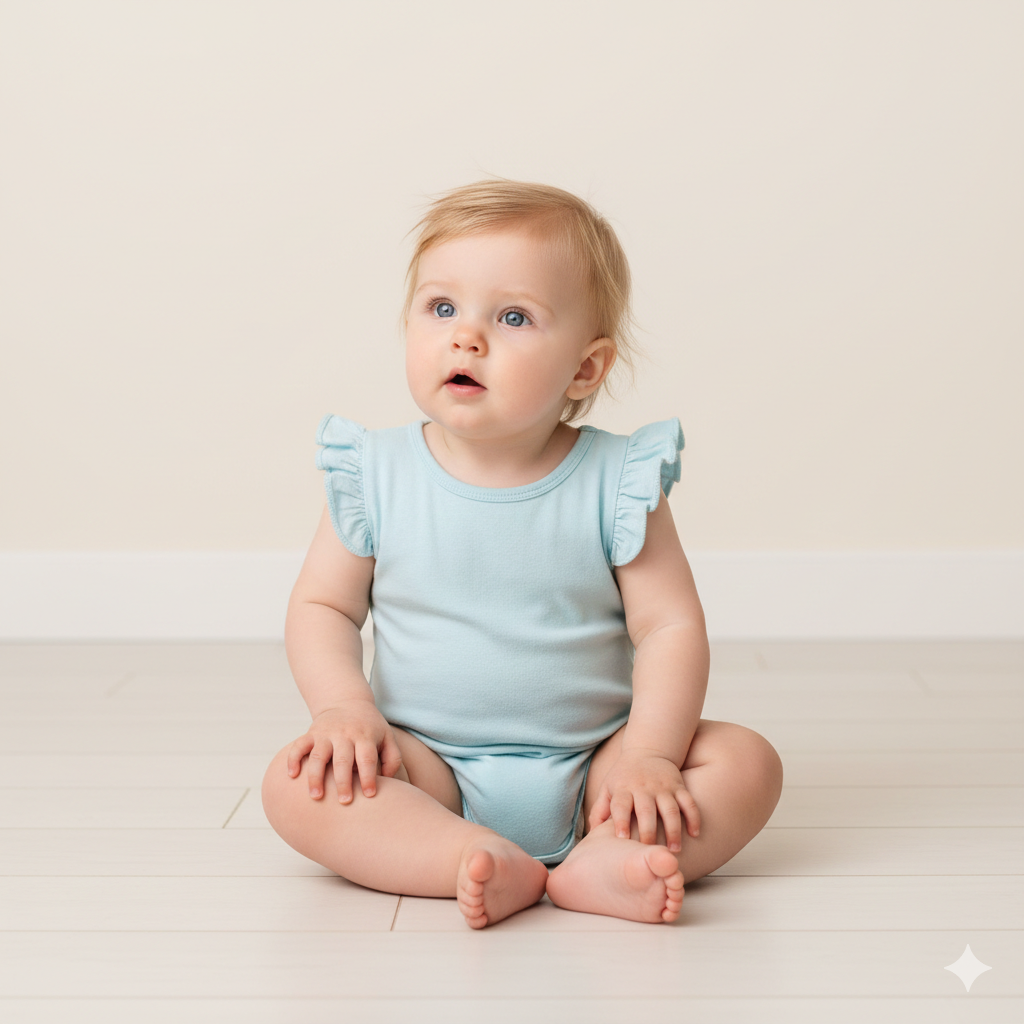 Baby Girl Sitting Pose with Cute Facial Expression