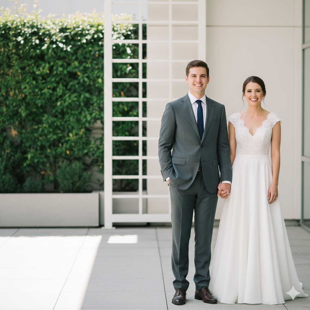 14. Wedding Day Couple Portrait with Clean Composition