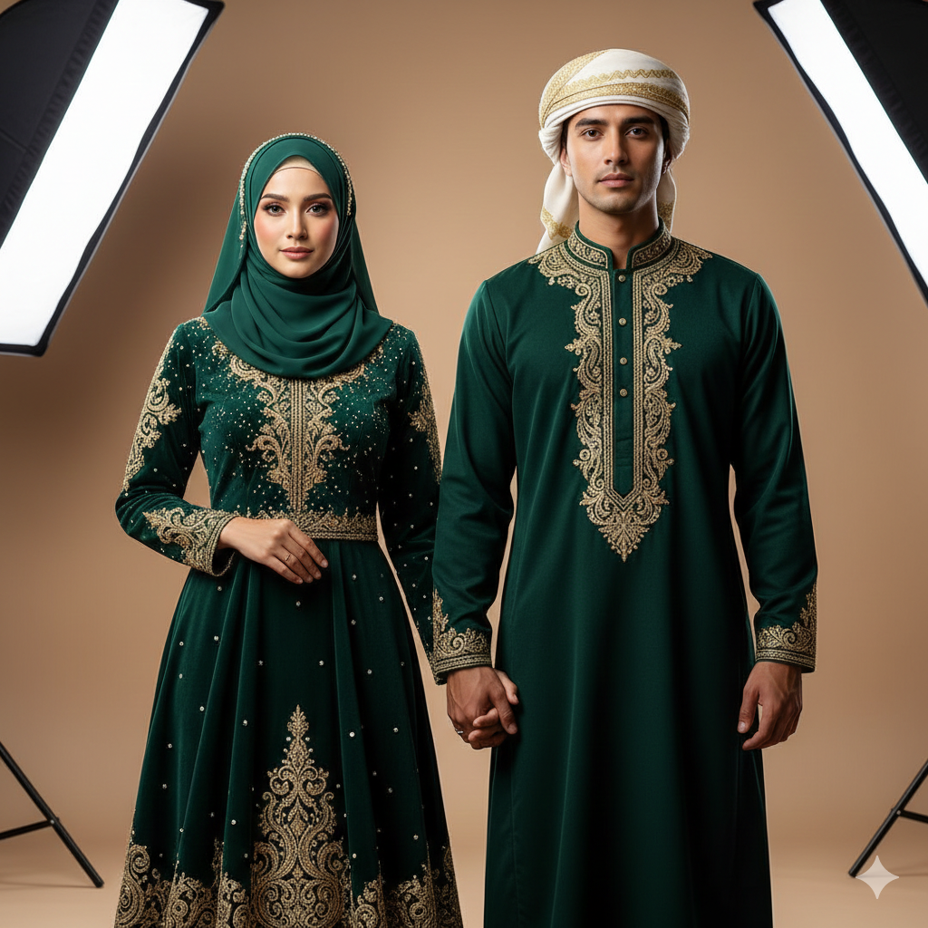 High-Resolution Muslim Couple AI Photo Prompt