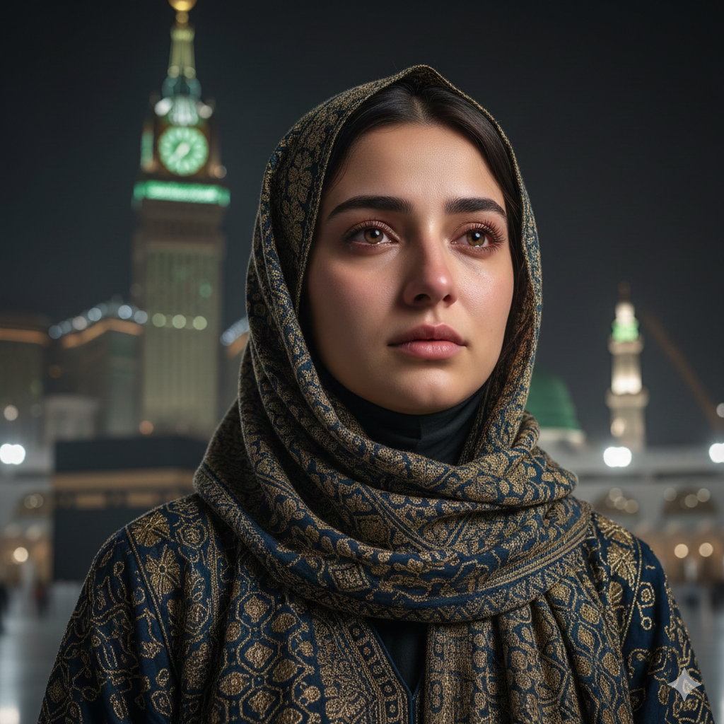 High‑Detail Modest Girl Portrait Near Makkah Madina
