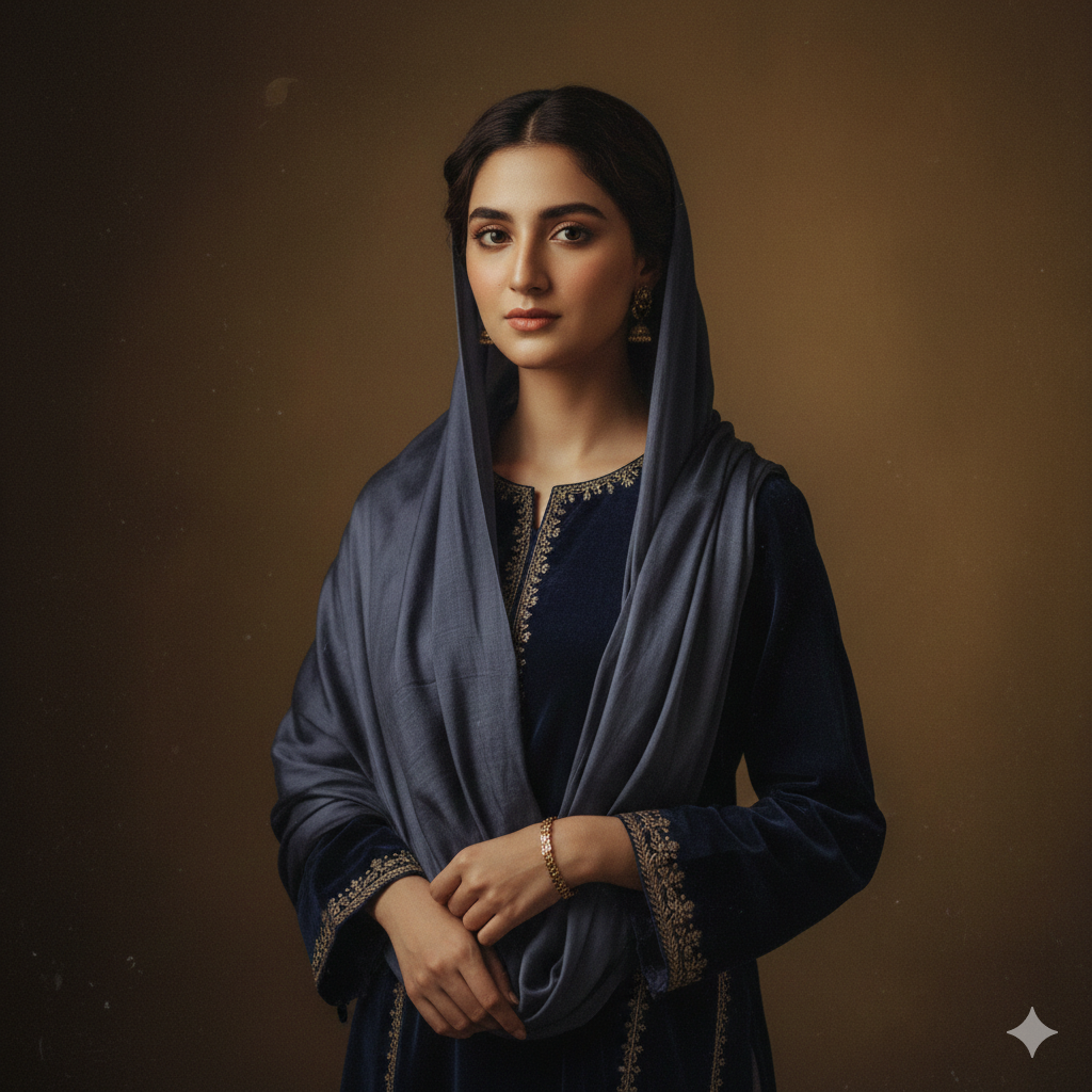 Classic Pakistani Girl Portrait with Timeless Look