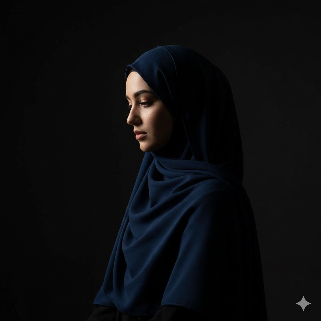 Elegant Side‑Light Hijab Girl Portrait Prompt