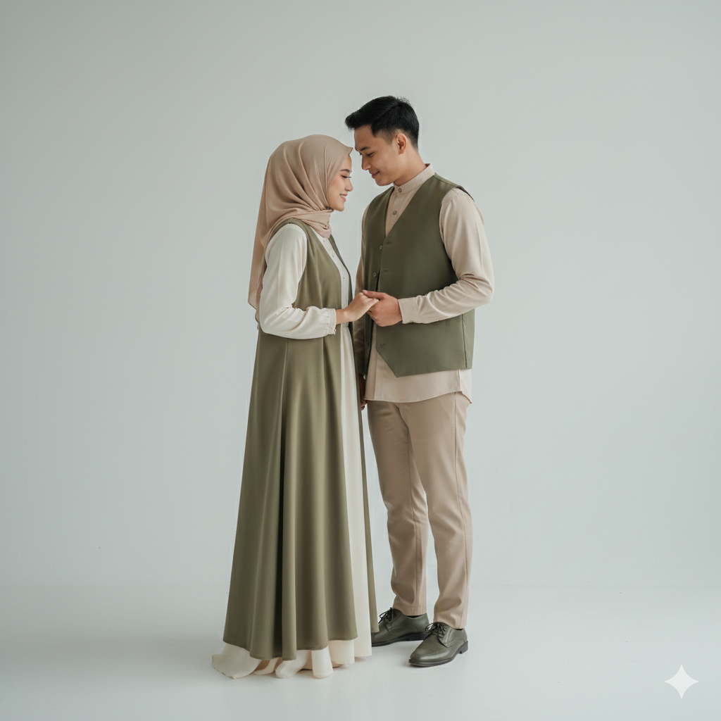 Muslim Couple Wearing Coordinated Modest Outfits