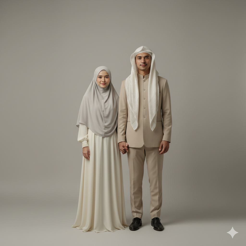 Muslim Couple Photo with Neutral Color Palette