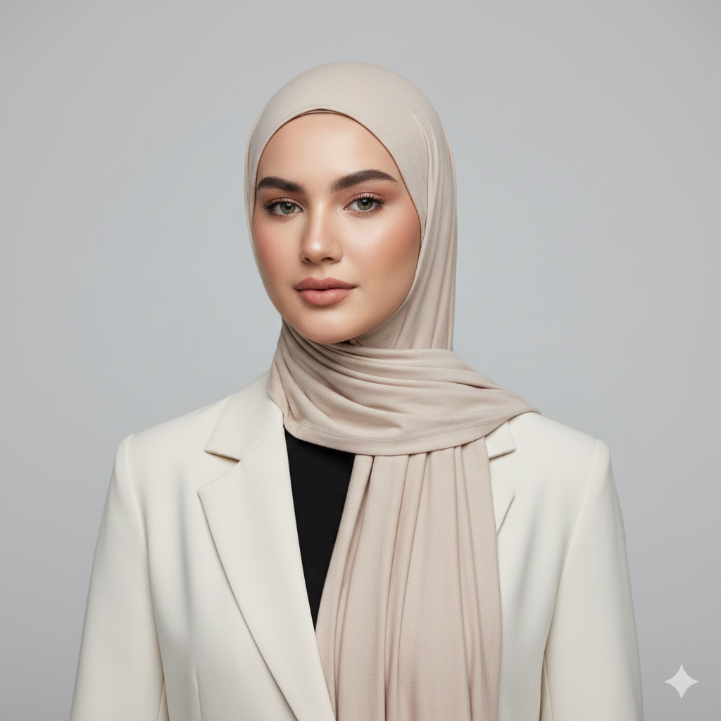 Clean Studio Hijab Girl Portrait with Modern Look