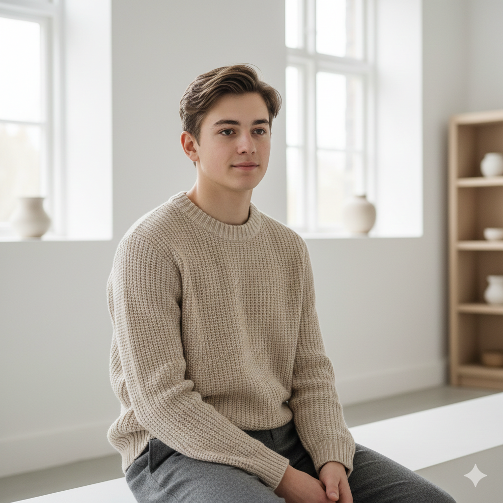 6. Stylish Boy Photo with Neutral Color Palette