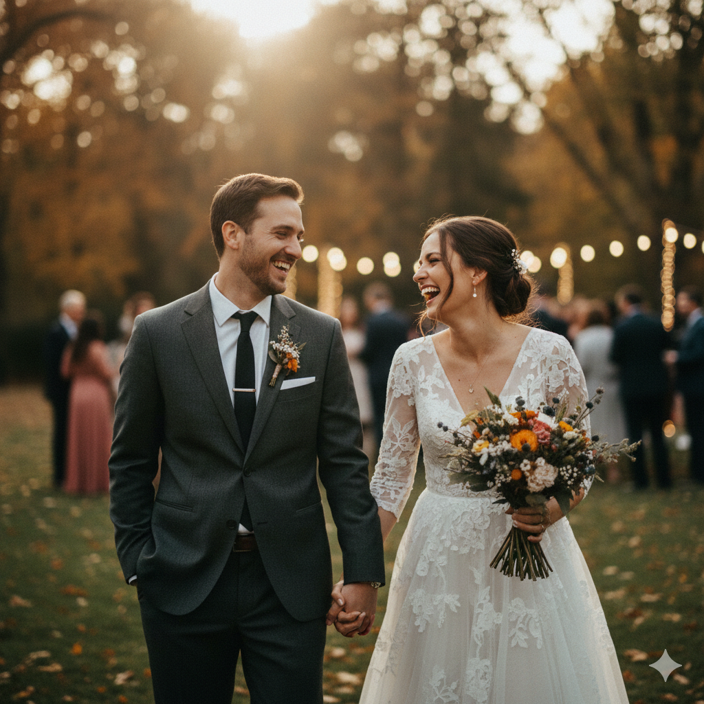 22. Real‑Life Camera Look Wedding Couple Portrait