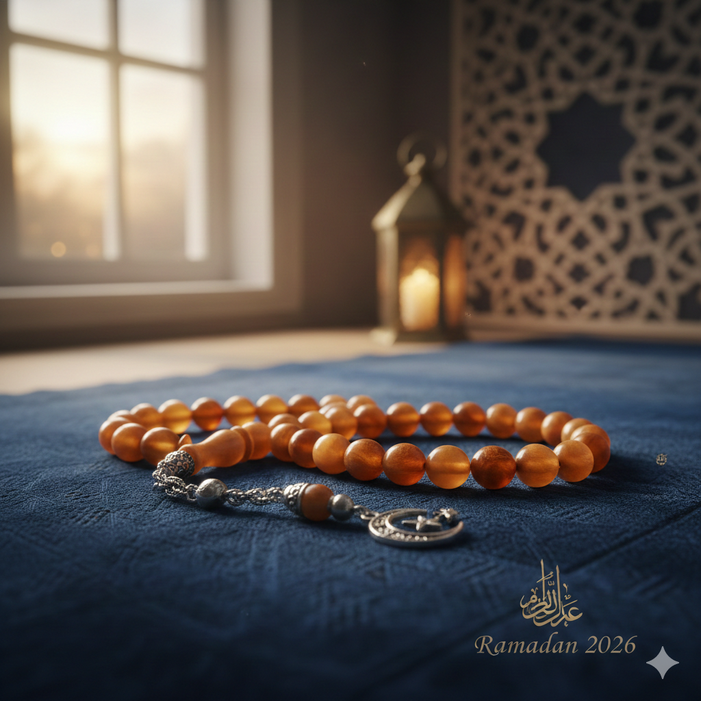 Peaceful Ramadan Image with Prayer Beads
