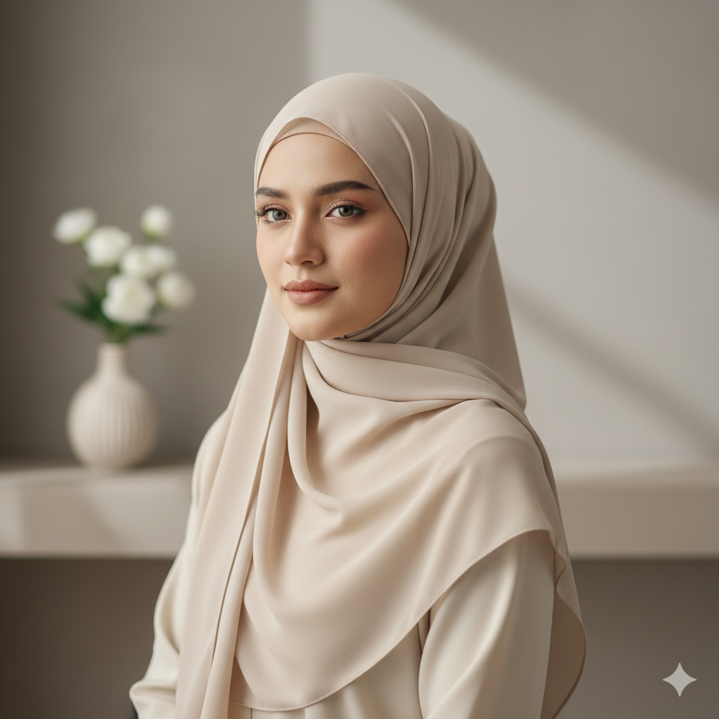 Soft Light Muslim Girl Portrait with Elegant Mood
